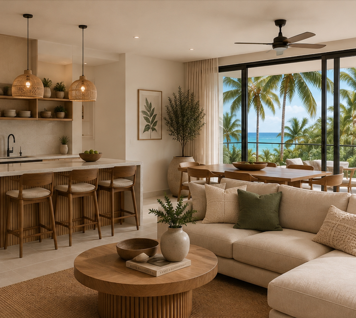 Finished tropical apartment interior by Home Now Design